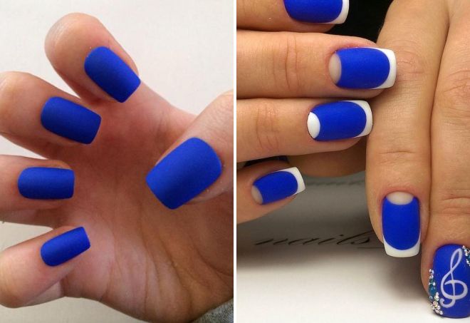 niebieski matowy manicure 2017