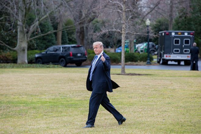 Дональд Трамп на лужайке у Белого дома