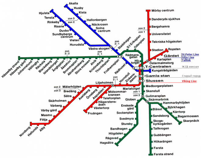 metro mapa Štokholmu
