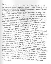 Записка написанная Керри, в которой он называет девушку «шлюхой»