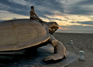 Гигантская черепаха на пляже