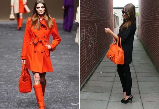 какво да носите с оранжева чанта