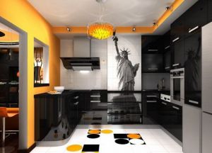 oranžová kuchyně s černým 3