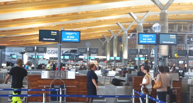 Стойки регистрации в аэропорту Осло Гардермуэн