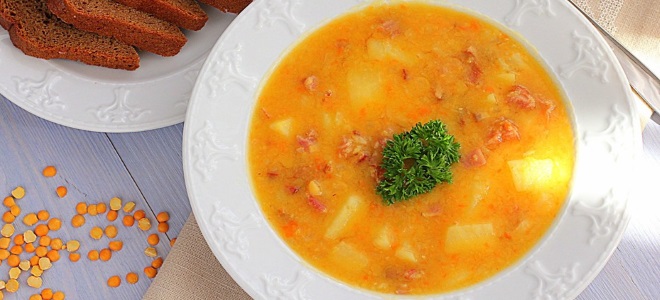 grahova juha z drobljenim prekajenim receptom