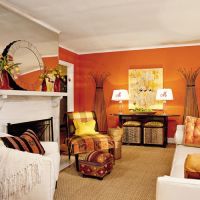 broskvová barva v interiéru obývacího pokoje 2
