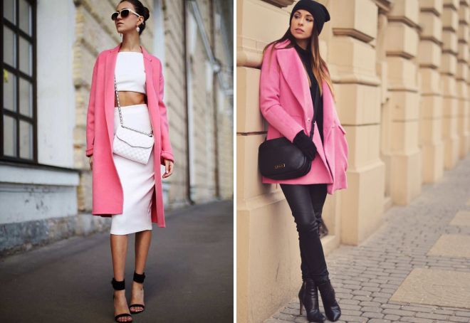 луки с розовым пальто