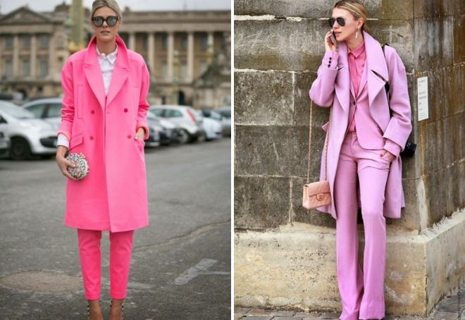 лук с розовым пальто