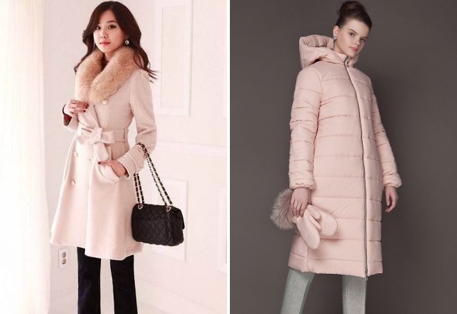 розовое зимнее пальто