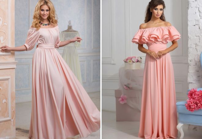 розовое платье в пол