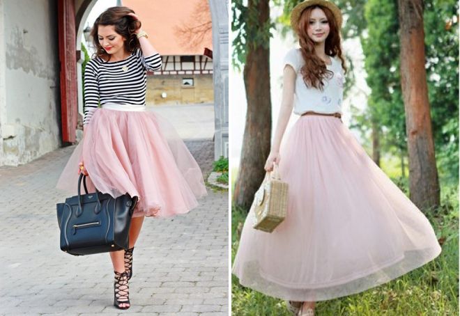 růžová šifónová sukně