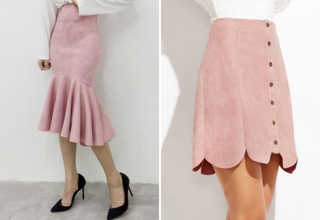 ružičasta midi suknja
