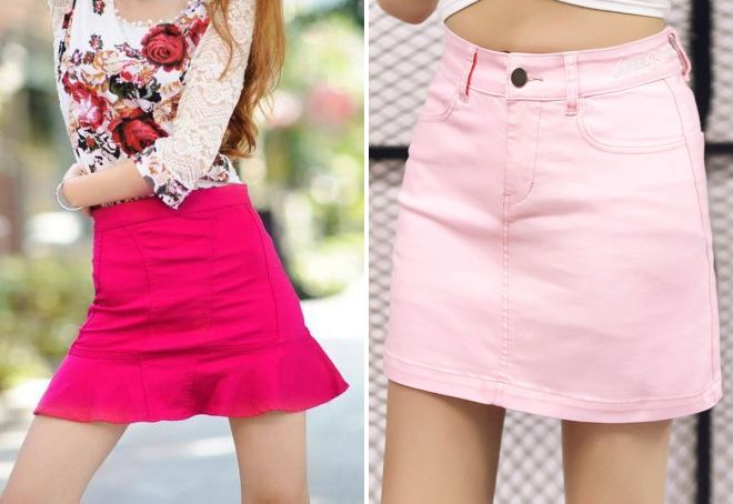 модерна розова дънкова пола