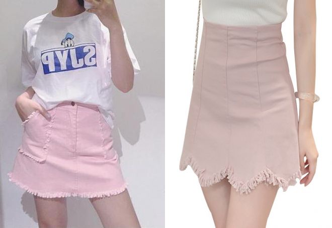 krátká růžová džínová sukně