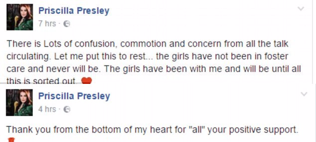 Комментарии Присциллы Пресли на ее странице в Facebook