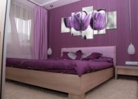 Notranjost spalnice z lila toni 1