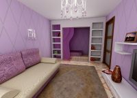 Vnitřní obývací pokoj ve fialových tónech 2