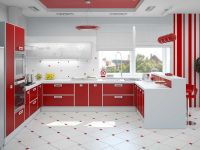 1. Rdeča in bela kuhinja