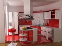 9. Rdeča in bela kuhinja