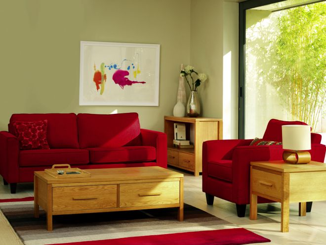 Červená barva v interiéru nábytku