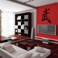 interiér obývacího pokoje v červené barvě 1