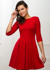 Црвена хаљина са дугим рукавима 2
