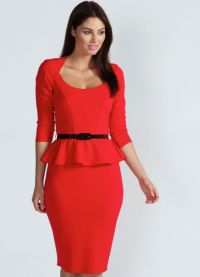Crvena haljina s dugim rukavima 5