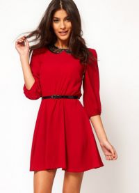 Crvena haljina s dugim rukavima 7