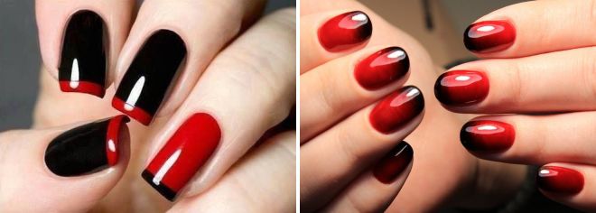дизайн ногтей в красно черном цвете