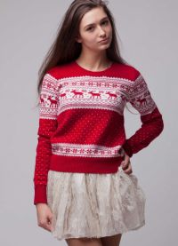 червен пуловер с елени8