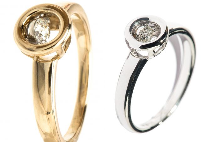 кольцо с плавающим бриллиантом
