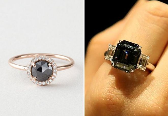  кольцо с черным бриллиантом