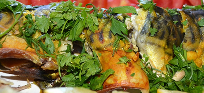 Smažené makrely se zeleninou