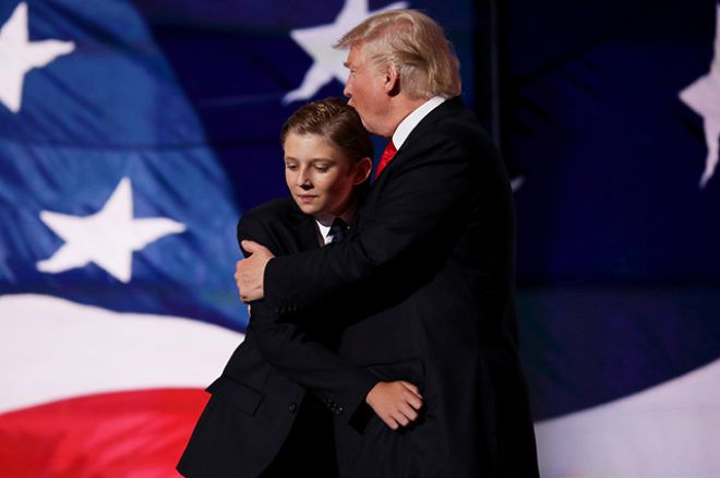 Дональд Трамп с сыном Бэрроном