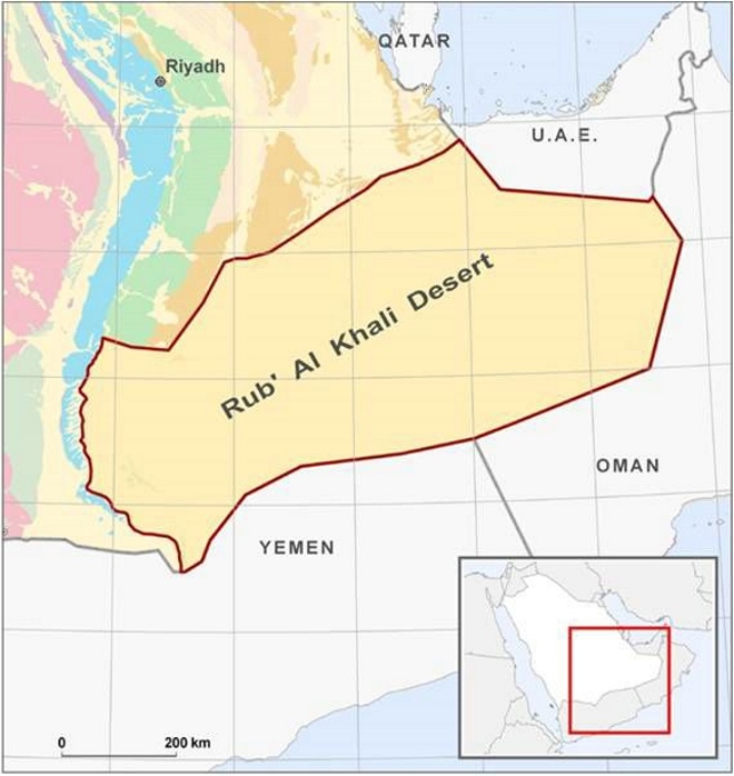 Пустыня Руб-элб-Хали на карте