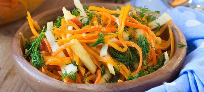 Ябълка зеле салата и моркови - рецепта