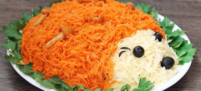 Salad "Hedgehog" s korejskim mrkvama