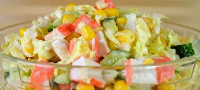 Hope salad with crab sticks and cabbage