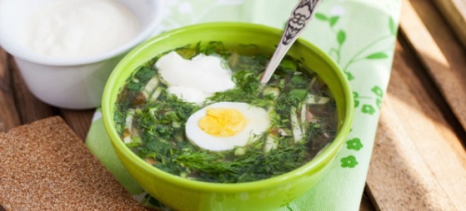 Zelena juha s sorrel i jaje - recept