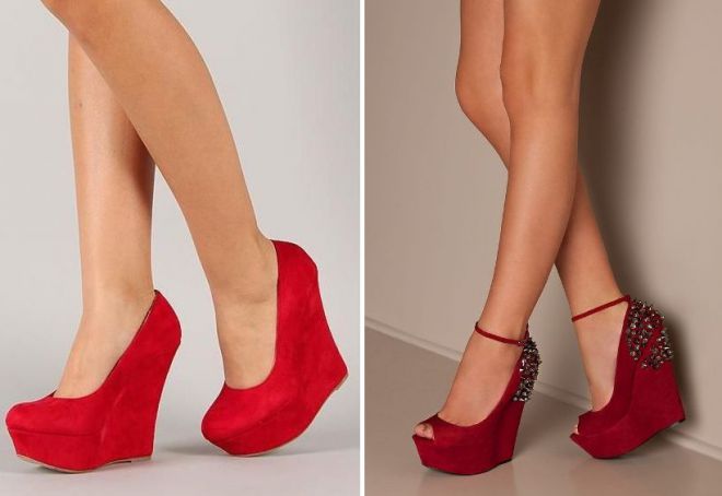 červené klínové boty