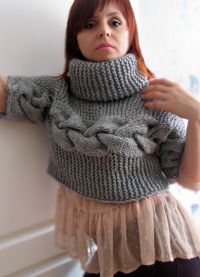 къс плетени пуловер 8