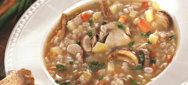 juha od gljiva s bisernim ječmom