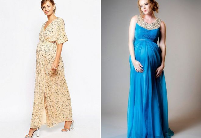 длинные платья для беременных на лето