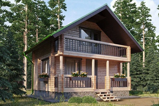 двуетажна селска къща от дървен материал