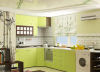 Зелена боја зидова у кухињи -1
