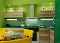 Зелена боја зидова у кухињи -3