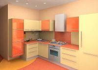 Brzoskwiniowy kolor ścian w kuchni -2