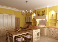 Жута боја зидова у кухињи -1