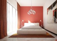 Kombinacija crvene i bijele boje u unutrašnjosti spavaće sobe -2