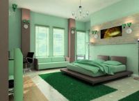 Kombinacija zelenih cvetov v notranjosti spalnice -1